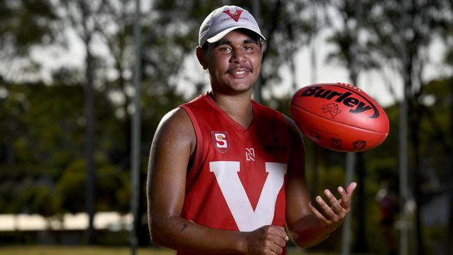 Blayne O’Loughlin, The nephew of ex-Sydney Swans star Michael O'Loughlin. is one of the names in the 2021 SANFL talent hub and has hopes of being drafted this year. Picture: Naomi Jellicoe