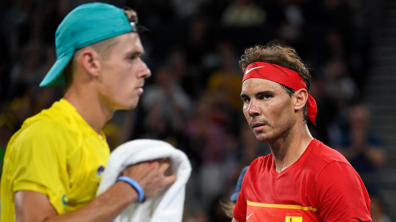 Alex de Minaur and Rafael Nadal will clash again on the opening night of the ATP Cup in Melbourne. Picture: AFP