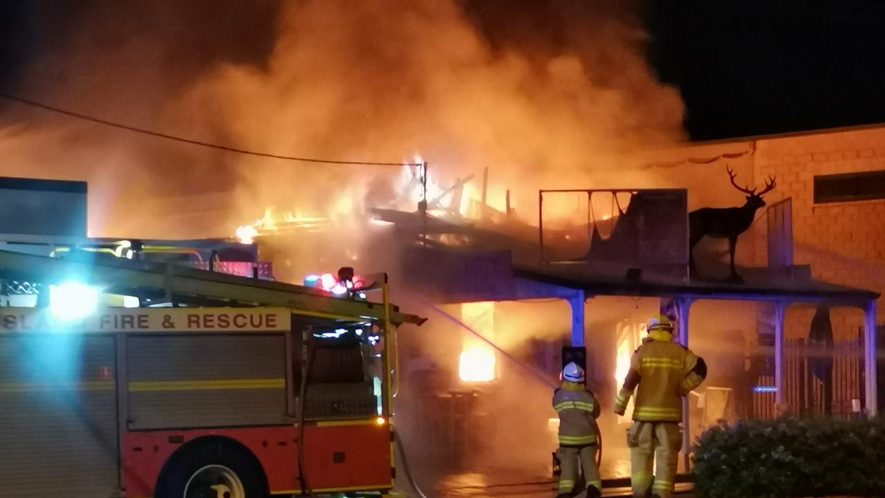 The Red Deer Cafe in Esk was destroyed by fire in the early hours of Sunday morning. Photo: Callen Lewis