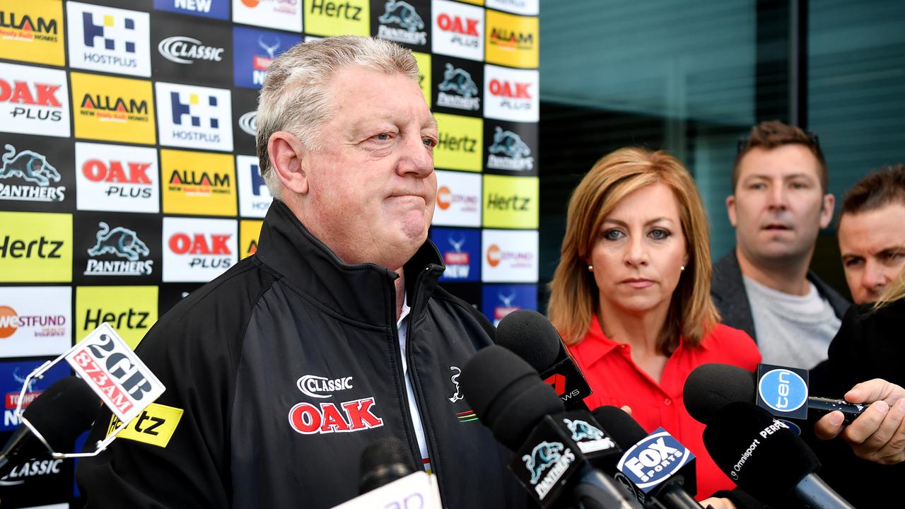 Phil Gould speaks to the media in the wake of the Panthers’ decision to sack head coach Anthony Griffin.