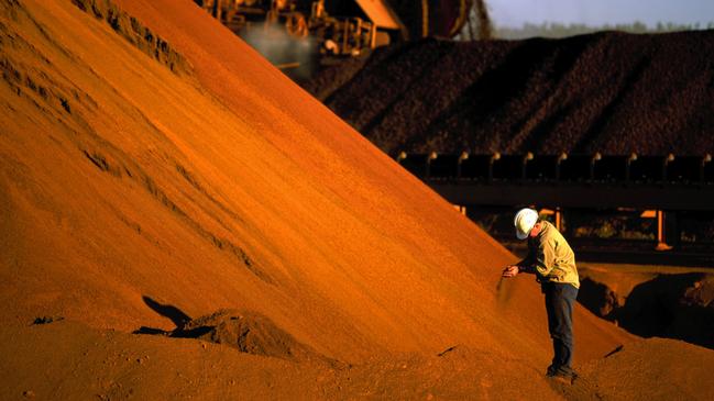 Rio Tinto iron ore stockpiles. Picture: AFP