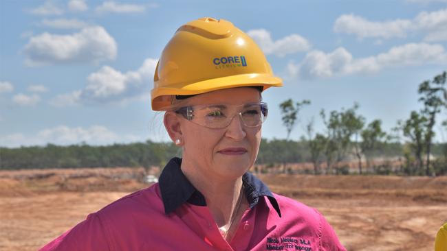 Mining and Industry Minister Nicole Manison MLA at the sod turning of the Core Lithium Finniss Lithium Project BP33 Underground Mine near Darwin. Picture: Fia Walsh