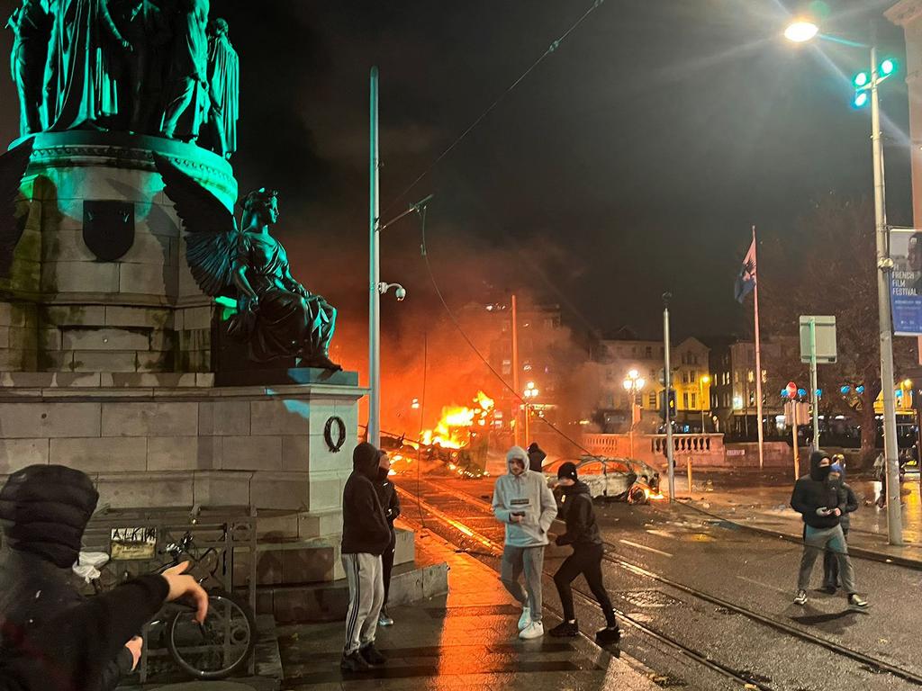 People took to the streets in protest following the stabbings earlier in the day. Picture: AFP