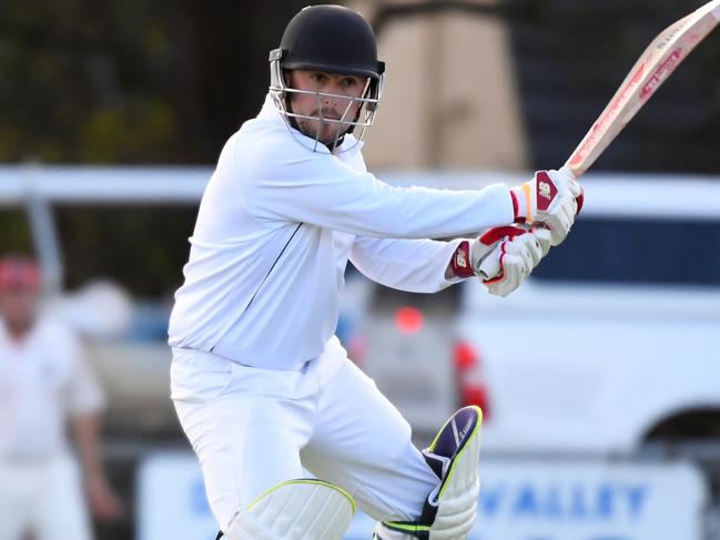 Brad Nihill of Heidelberg is seen in action during the DVCA grand final in Yan Yean, Melbourne, Saturday, March 14, 2020. DVCA grand final: Diamond Creek v Heidelberg (AAP Image/James Ross) NO ARCHIVING