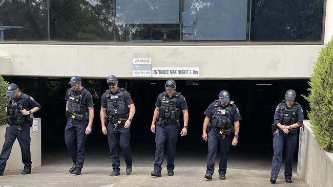 Police searched an alleged Hells Angels and 051 associate’s home after the broad daylight shooting. Picture: Dylan Hogarth