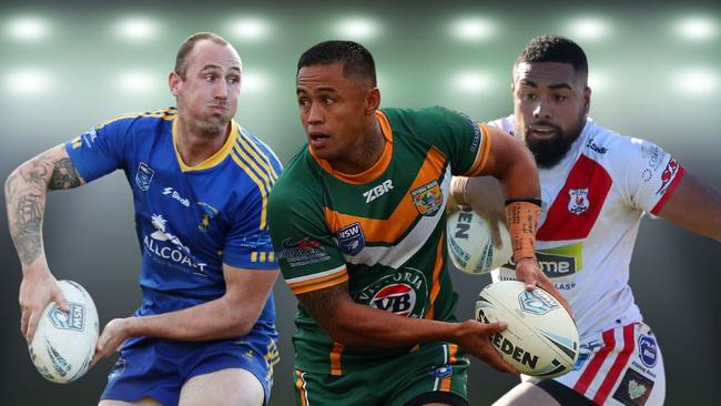 Central Coast Rugby League players Brady Barwick from the Toukley Hawks, Terence Seuseu from the Wyong Roos and Leighton Tali from the Woy Woy Roosters. Picture: Sue Graham/Paul Barkley/Jodie Ward