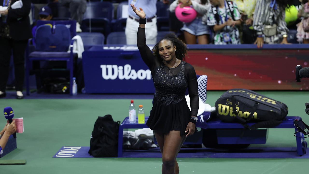 Serena Williams says goodbye to New York. Photo by Matthew Stockman/Getty Images.