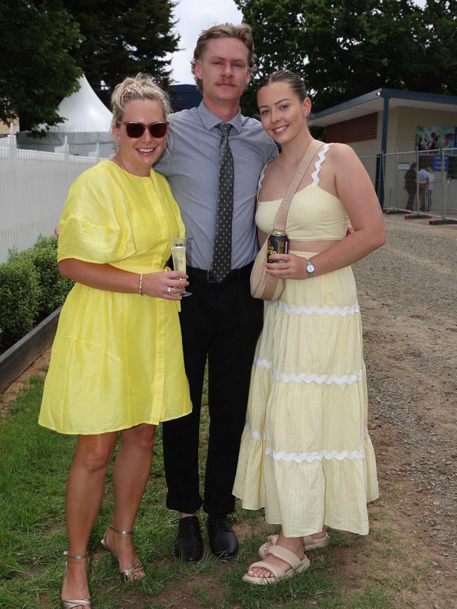 Julie Davies, Kobe Bell and Jorja McFarlane attend the Ballarat Cup. Picture: Brendan Beckett