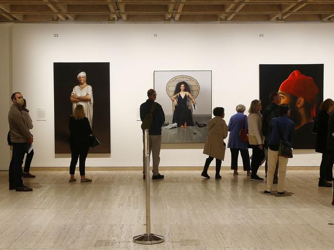 Visitors to the Archibald Prize Exhibition at the Art Gallery of NSW. Picture: John Appleyard