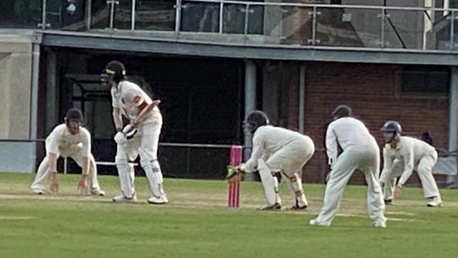 Will Lovell batting for St Kilda in the last few overs against Dandenong.