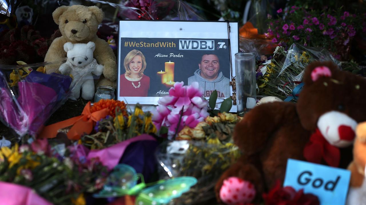 A memorial for the pair was set up outside their station’s office. Picture: Alex Wong/AFP/Getty