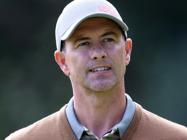 INZAI, JAPAN - OCTOBER 21: Adam Scott of Australia reacts on the 10th green during the third round of ZOZO Championship at Accordia Golf Narashino Country Club on October 21, 2023 in Inzai, Chiba, Japan. (Photo by Lintao Zhang/Getty Images)