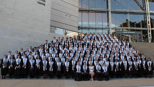 QASMT Year 12 graduating cohort for 2018 with Principal Kayrooa.