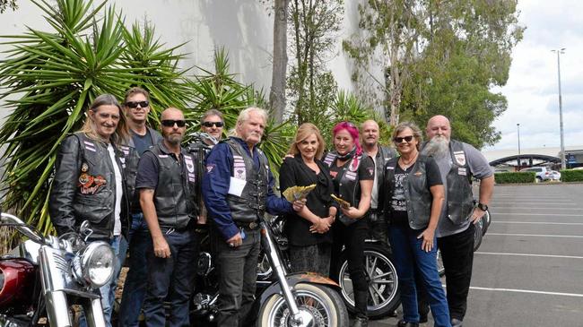 KIND DONATION: Paparazzi Carter, Matt Curtis, Nathan Kay, Wayne 'Swampy' Marsh, Viv '666' Jocumsen, Lyne Booth, Flame Howard, Duke Hawthorn, Vicki Darby and Steve 'Baldy' Hanlon. Picture: Geordi Offord