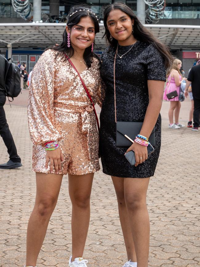 SYDNEY, AUSTRALIA - Daily Telegraph Photos February 26, 2024: Aarshia and Archisa at Taylor Swift's The Eras Tour concert held at Accor Stadium in Sydney. Picture: Christian Gilles