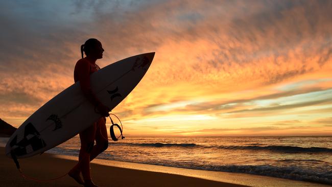 Carissa Moore waiting for the swell at Bells Beach. Pic: Jason Sammon