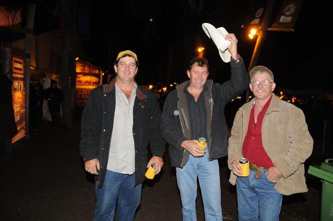 Joe Mooney, Steve Clough and Peter McPaul watch over the Muster and help raise money for the Gympie and District Riding For Disabled. Picture: Craig Warhurst