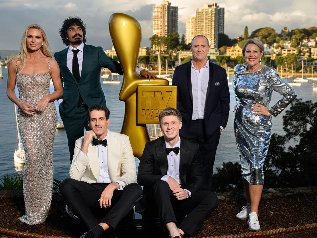Sonia Kruger, Tony Armstrong, Andy Lee, Robert Irwin, Larry Emdur and Julia Morris attend the TV WEEK Logie Awards nominations announcement on June 23 in Sydney. Picture:James Gourley/Getty Images for TV WEEK