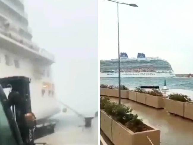 The cruise ship collided with an oil tanker.