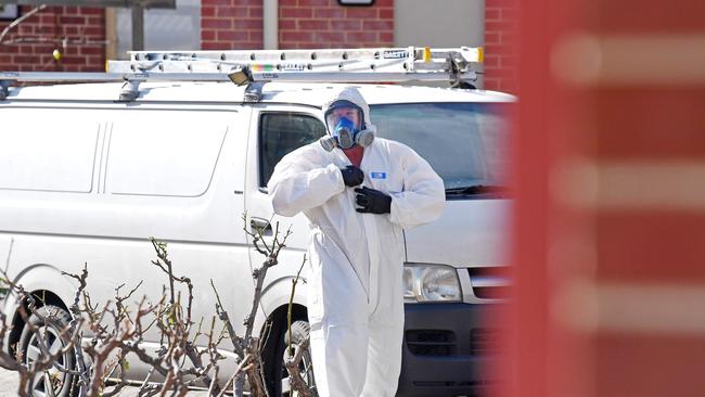 One of the COIVD cleaners at Thebarton Senior College. Picture: Tom Huntley