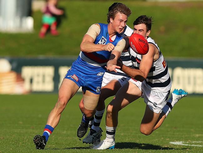 Mitch Honeychurch on the go for Footscray. Picture: Graham Denholm/AFL Media/Getty Images