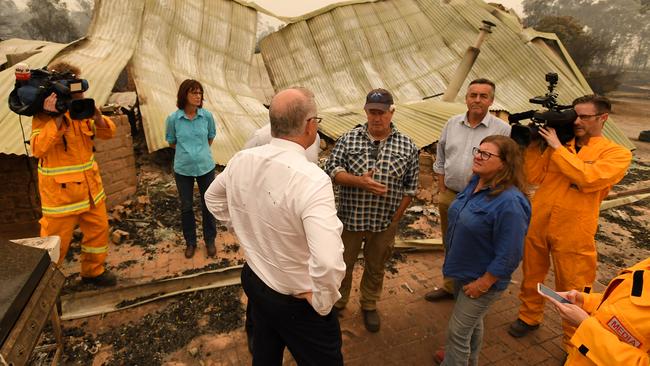 Prime Minister Scott Morrison tours the wildflower farm owned by Paul and Melissa Churchman in Sarsfield, Victoria. Picture: Getty Images