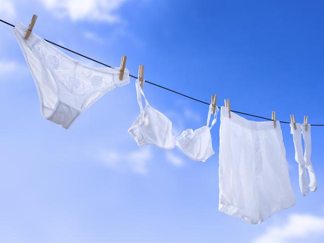 Generic photo of male and female underwear on washing line. Photo: iStock.