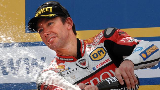 Troy Bayliss won three world Superbike titles throughout his career. (AAP Image/Julian Smith)