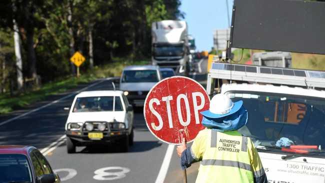 Road works along the Bruxner Highway betwen Wollongbar and Lismore, near Alphadale. Picture: Marc Stapelberg