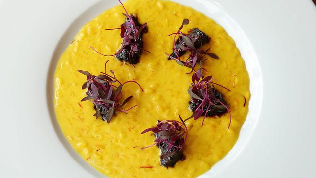 ‘Rice and Flesh’, a saffron risotto with spiced kangaroo. Picture: Andrew Tauber