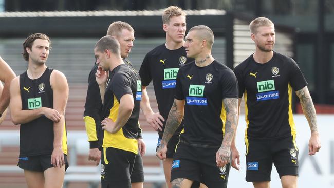 Martin first ran with teammate Josh Caddy at Punt Rd on Saturday morning, running again on Monday before hitting the track with his mates on Tuesday. Picture: David Crosling