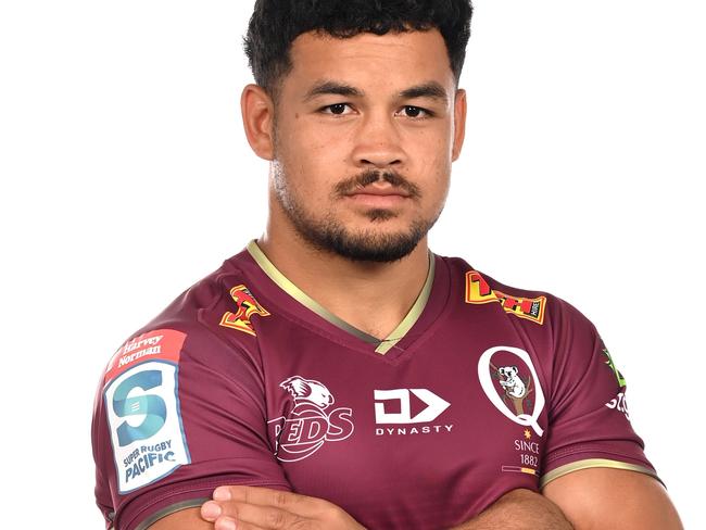 BRISBANE, AUSTRALIA - JANUARY 27: Hunter Paisami poses during the Queensland Reds Super Rugby 2022 headshots session at Suncorp Stadium on January 27, 2022 in Brisbane, Australia. (Photo by Bradley Kanaris/Getty Images for Rugby Australia)