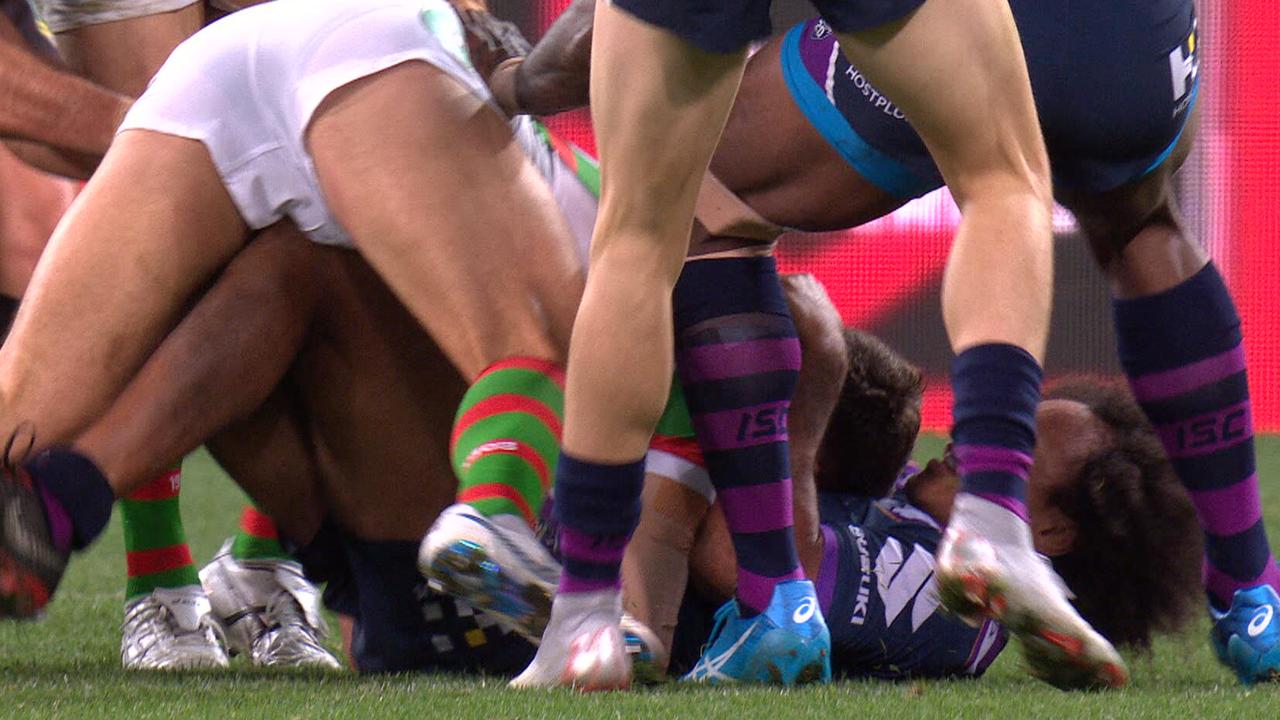 Felise Kaufusi and Sam Burgess get into a scuffle after a monstrous hit.