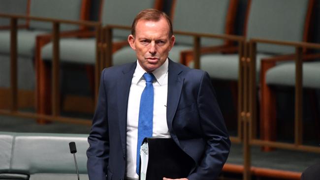 Former prime minister Tony Abbott during Question Time in the House of Representatives at Parliament House in Canberra, Wednesday, February 20, 2019. (AAP Image/Mick Tsikas) NO ARCHIVING