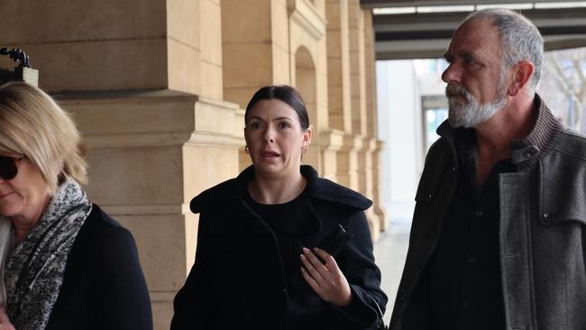 Lauren Willgoose leaves court on Monday. Picture: Russell Millard