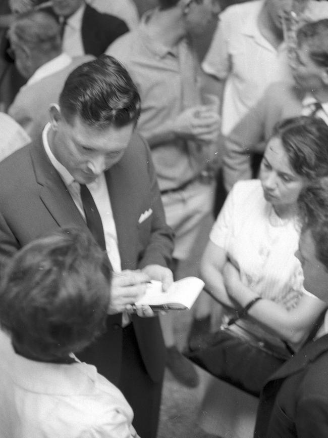 Merle Thornton and Rosalie Bogner be questioned by police after chaining themselves to a men only bar at a pub in 1965. Picture: HWT Library.