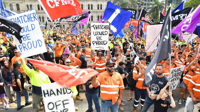 The CFMEU rally at Brisbane in August of last year. Picture: NewsWire / John Gass