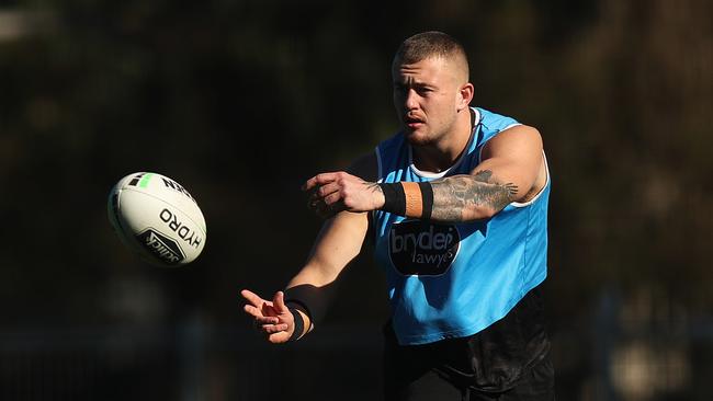 Tigers Sam McIntyre during Wests Tigers NRL training at St Lukes Park North, Concord. Picture: Brett Costello