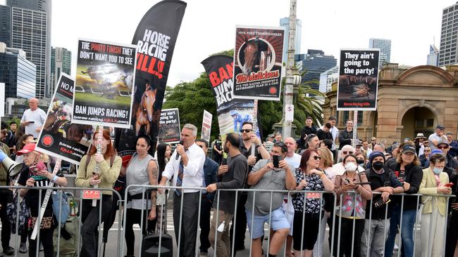 Animal rights activists protested the parade in 2022. Picture: NCA NewsWire / Andrew Henshaw