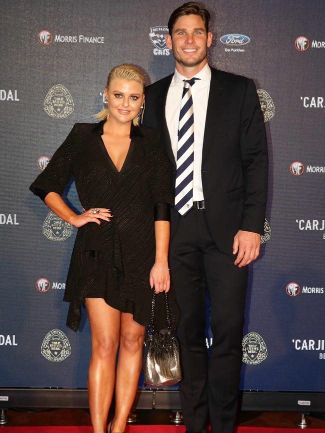 Tom Hawkins and Emma Hawkins on the red carpet. Picture: Peter Ristevski