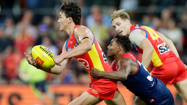 Wil Powell in action against Melbourne. (Photo by Russell Freeman/AFL Photos via Getty Images)