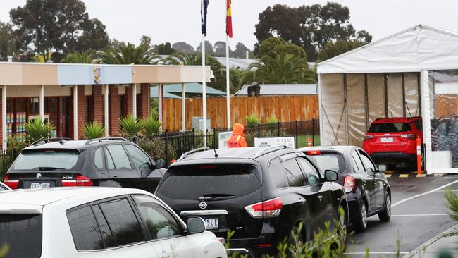 A drive-through testing site has been set up at the East Preston Islamic College. Picture: David Crosling