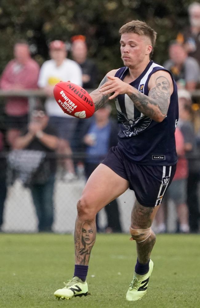 Reece Orchard takes a kick. Picture: Valeriu Campan