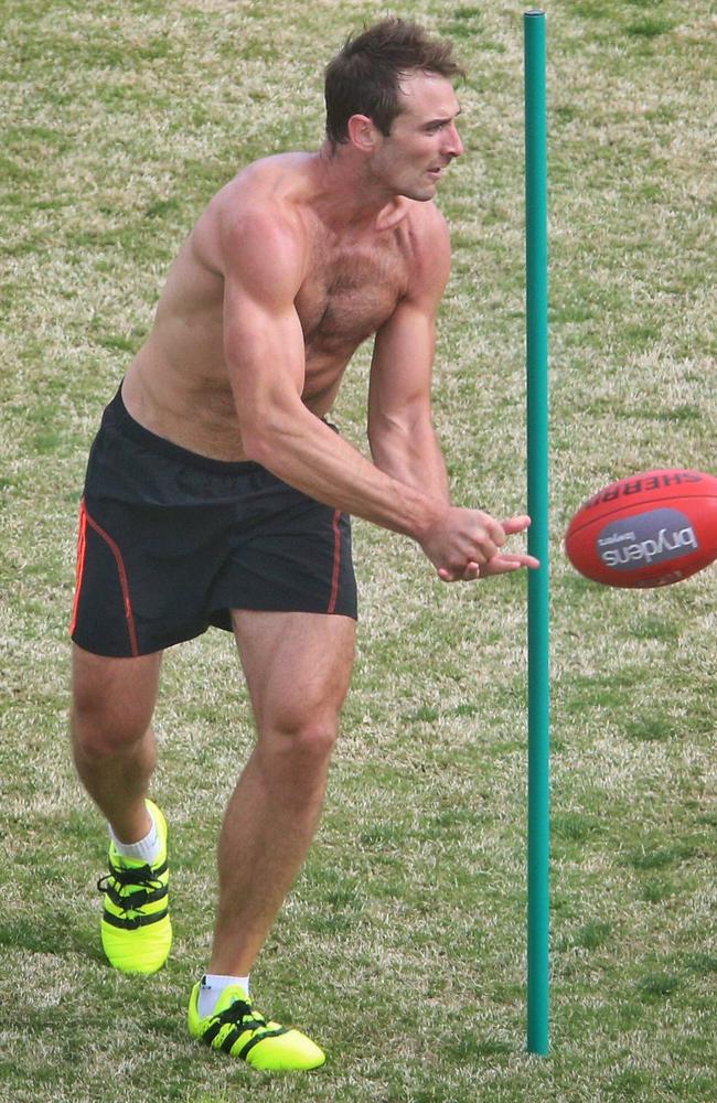 Jobe Watson training at St Bernard’s College. Picture: Hamish Blair