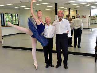 REMEMBERED: Jack Floyd (right) with wife Johnie and dancer Deyna Booth back in 2014. Picture: Geoff Potter