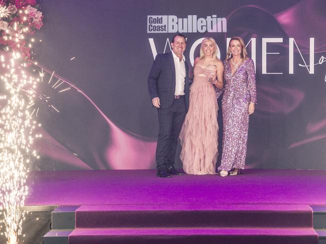 Alexa Leary wins the Woman of the Year Award at the Gold Coast Bulletin Women of the Year Awards at Star Casino.Picture: Glenn Campbell