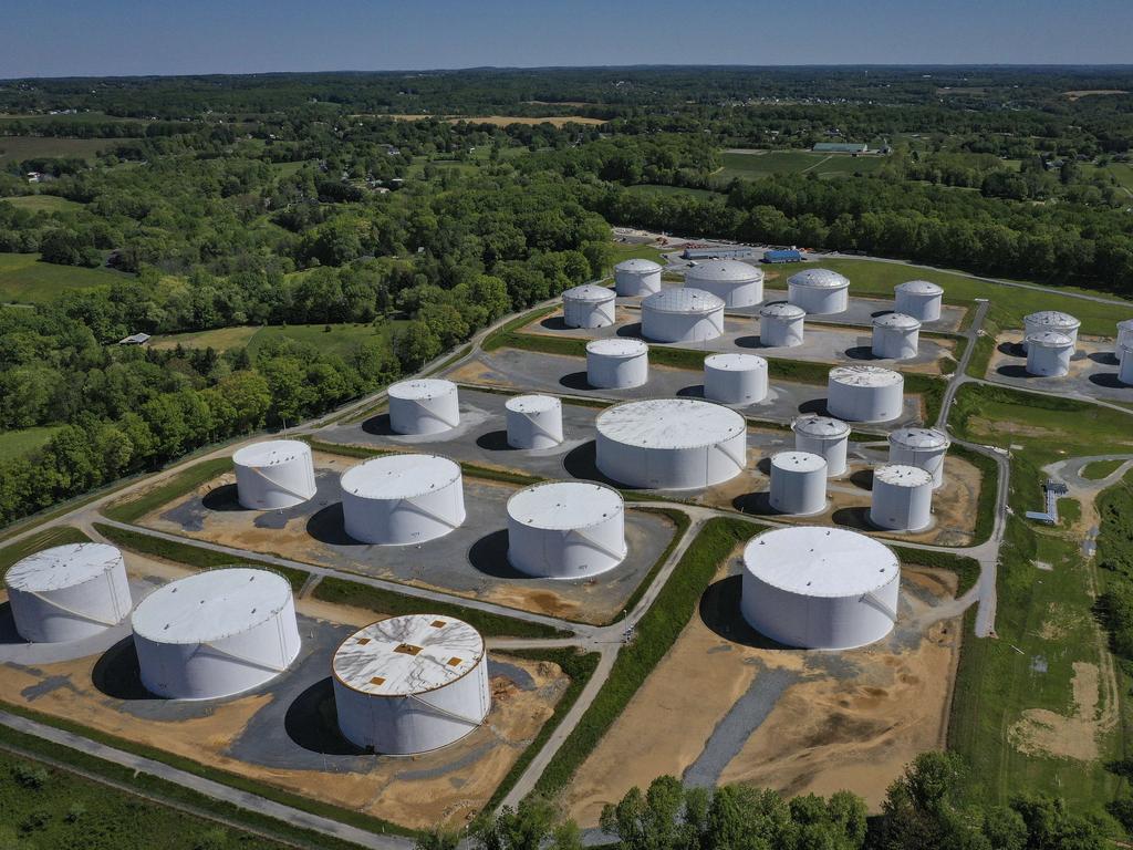 Fuel holding tanks are seen at Colonial Pipeline's Dorsey Junction Station in Washington, DC. Picture: Drew Angerer/Getty Images