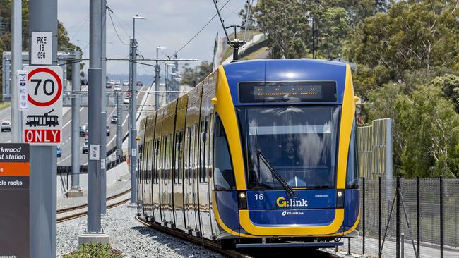 A car has crashed into a tram. Picture: Jerad Williams