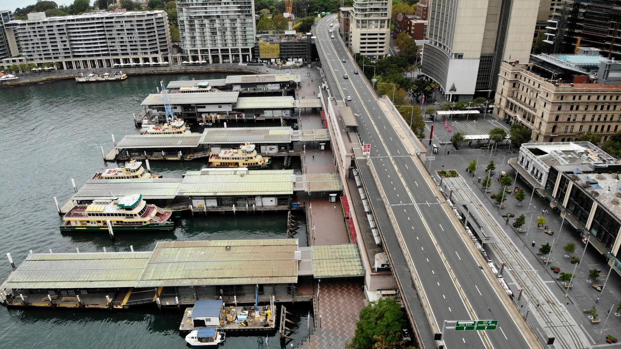 Crowds around Circular Quay have disappeared due to the virus. Picture: Toby Zerna