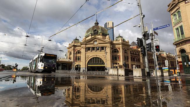 A quiet Flinders Street. Picture: Daniel Pockett/NCA NewsWire.